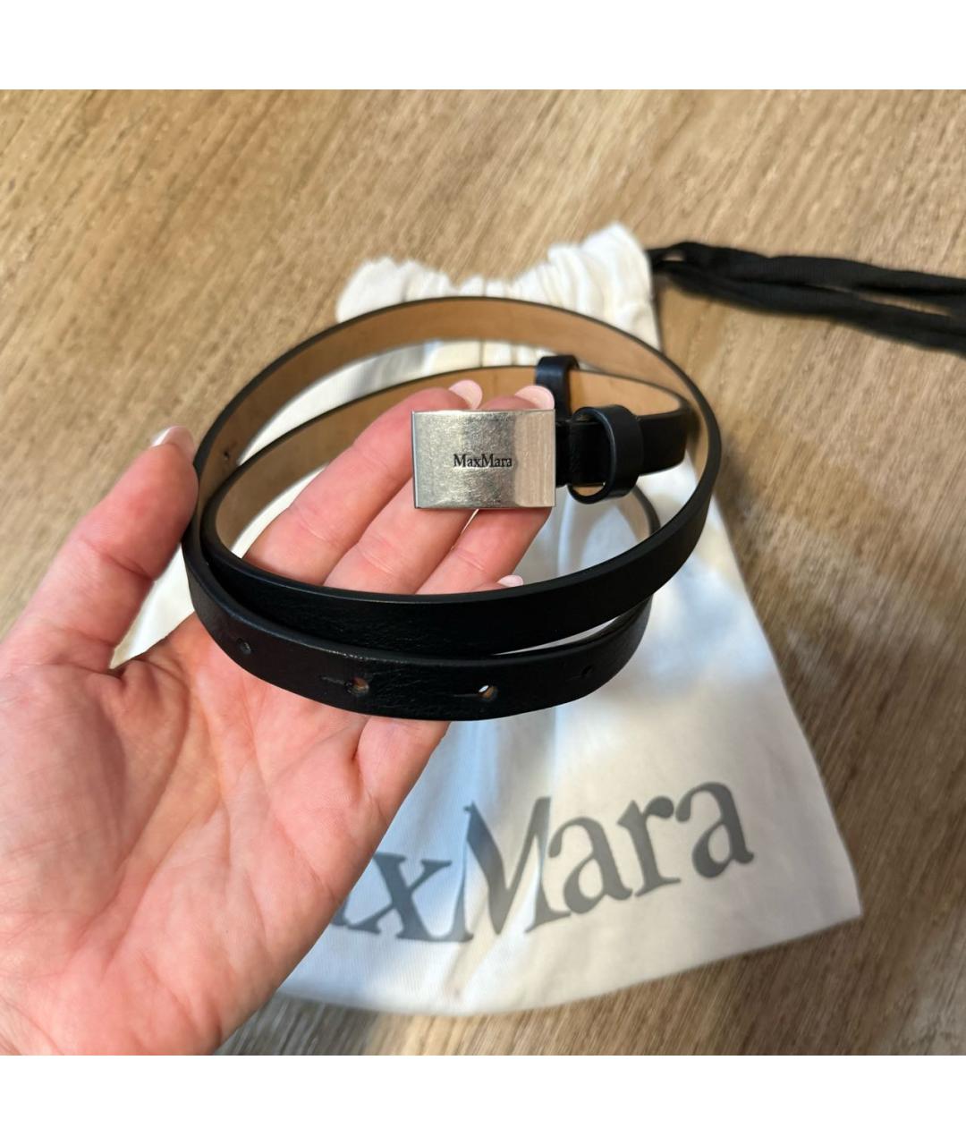 MAX MARA Черный кожаный ремень, фото 4