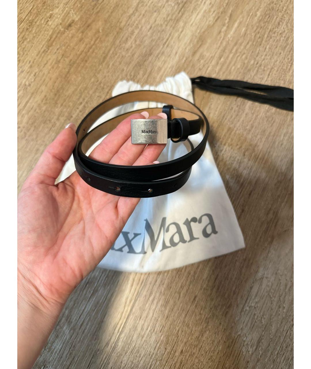 MAX MARA Черный кожаный ремень, фото 5