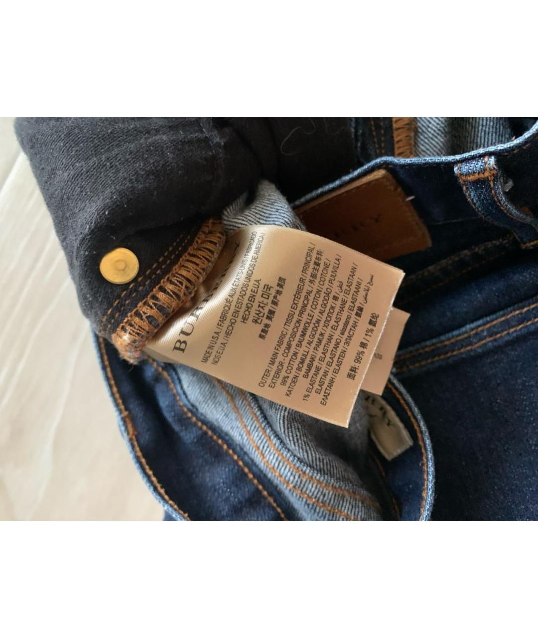BURBERRY Синие хлопковые джинсы скинни, фото 5