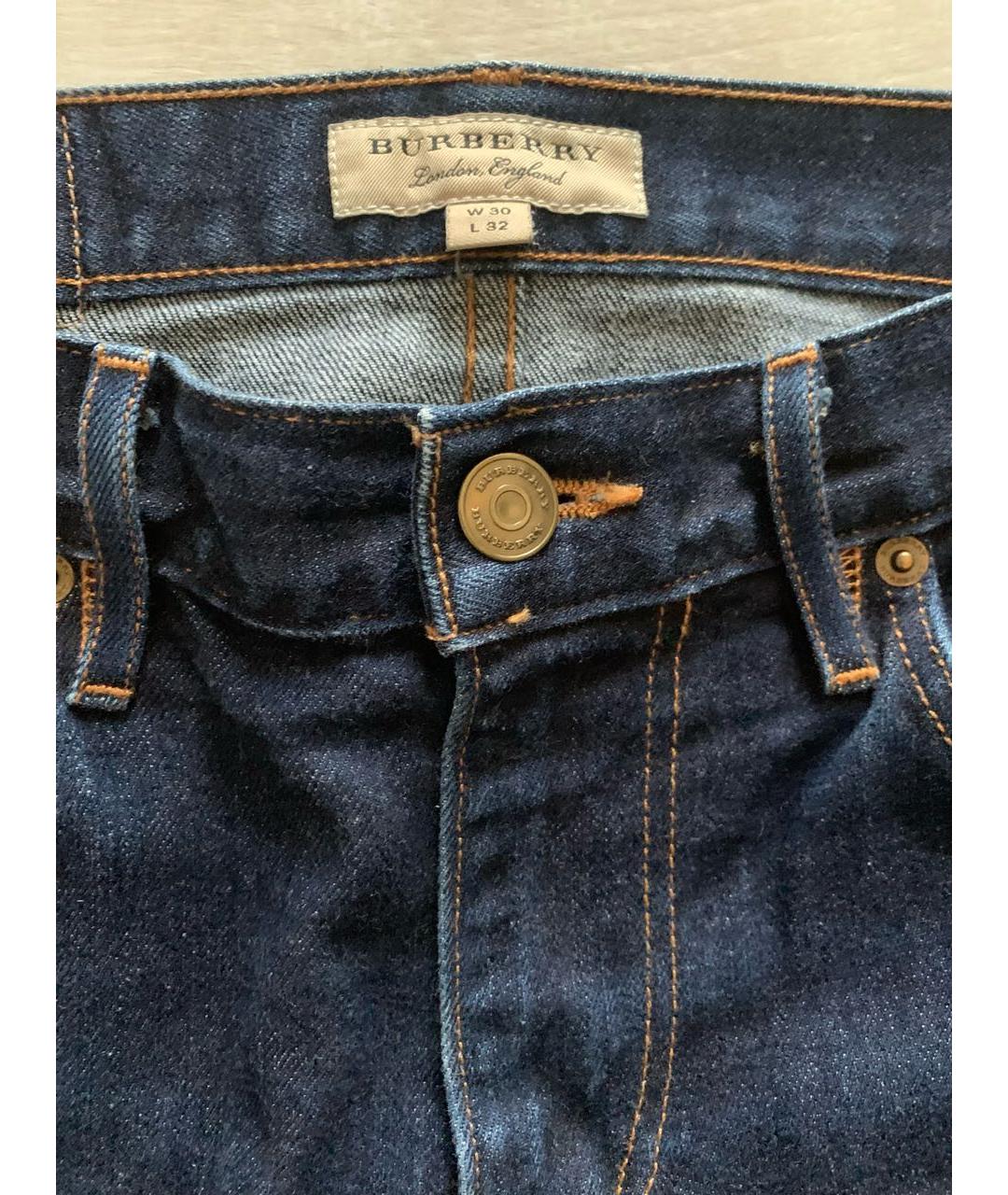 BURBERRY Синие хлопковые джинсы скинни, фото 3