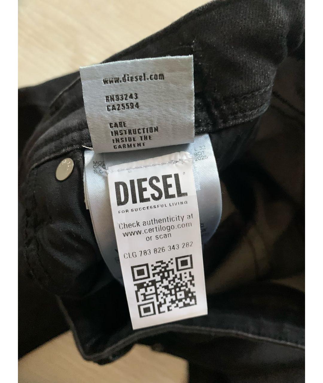 DIESEL Черные хлопко-эластановые прямые джинсы, фото 6