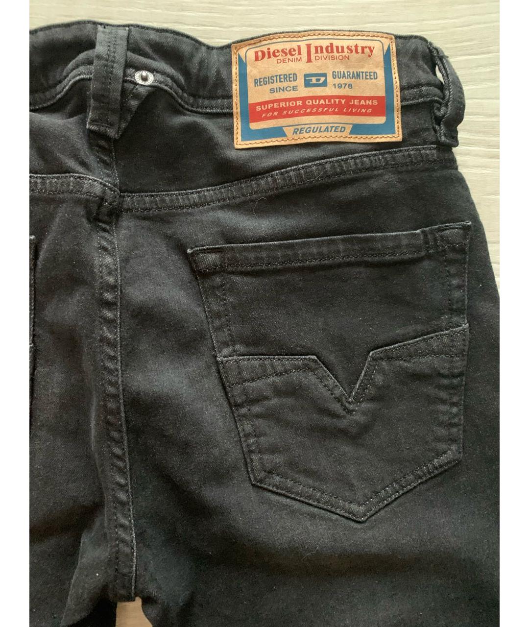 DIESEL Черные хлопко-эластановые прямые джинсы, фото 3