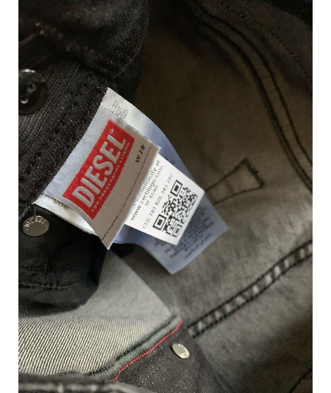 DIESEL Черные хлопко-эластановые прямые джинсы, фото 5