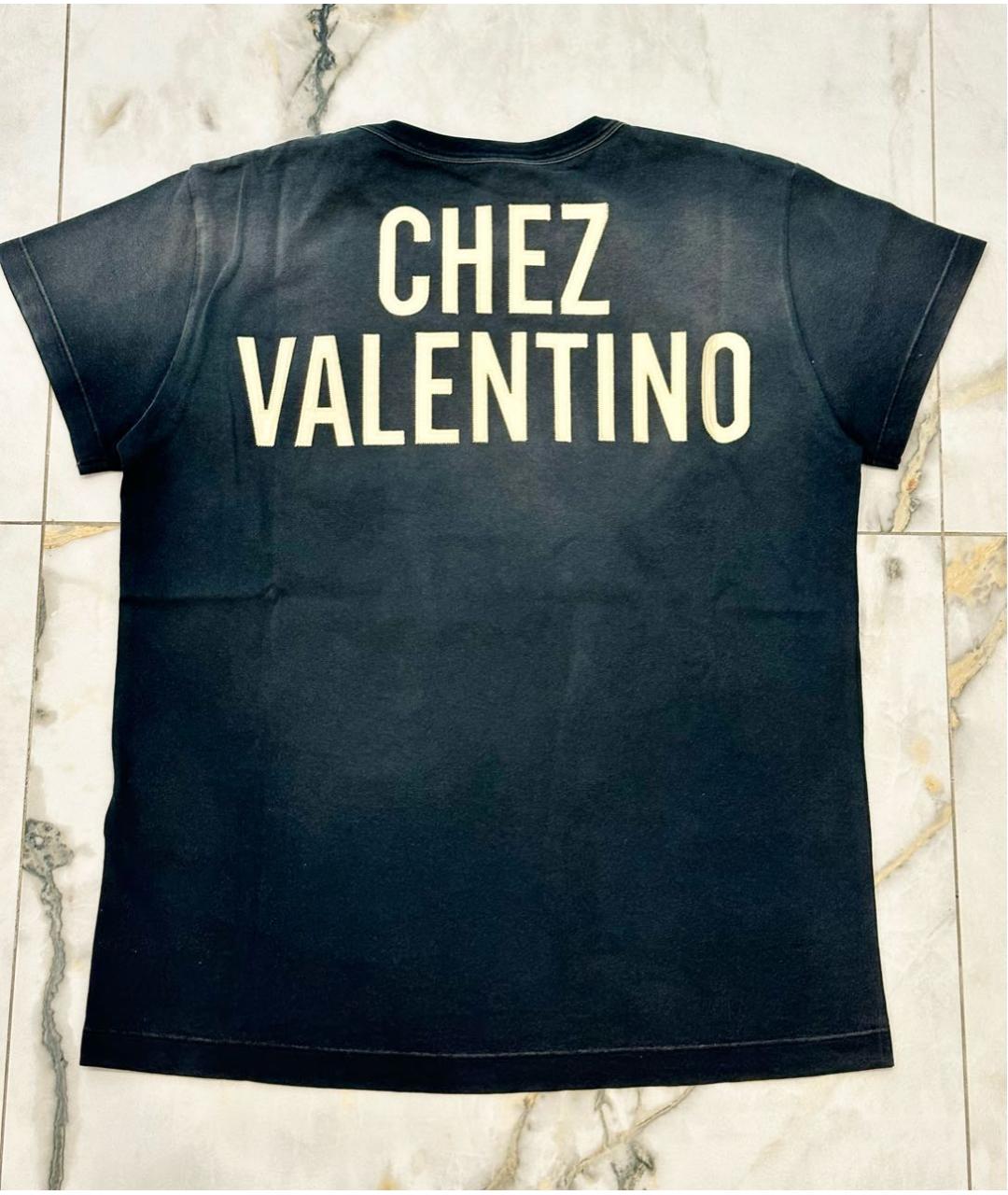 VALENTINO Темно-синяя хлопковая футболка, фото 2