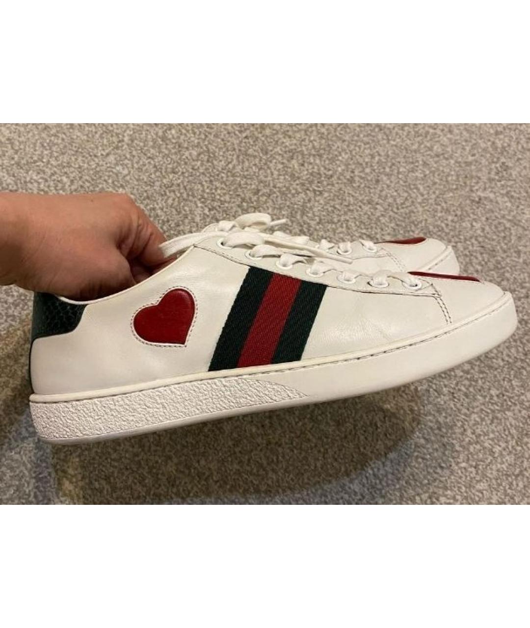 GUCCI Белые кожаные кеды, фото 4