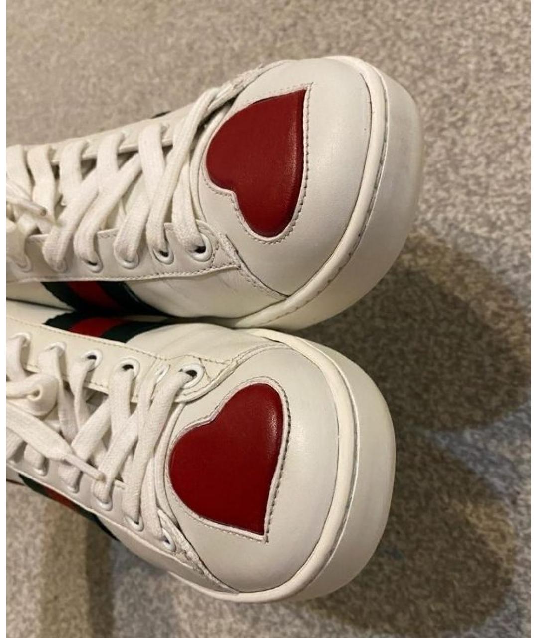 GUCCI Белые кожаные кеды, фото 5