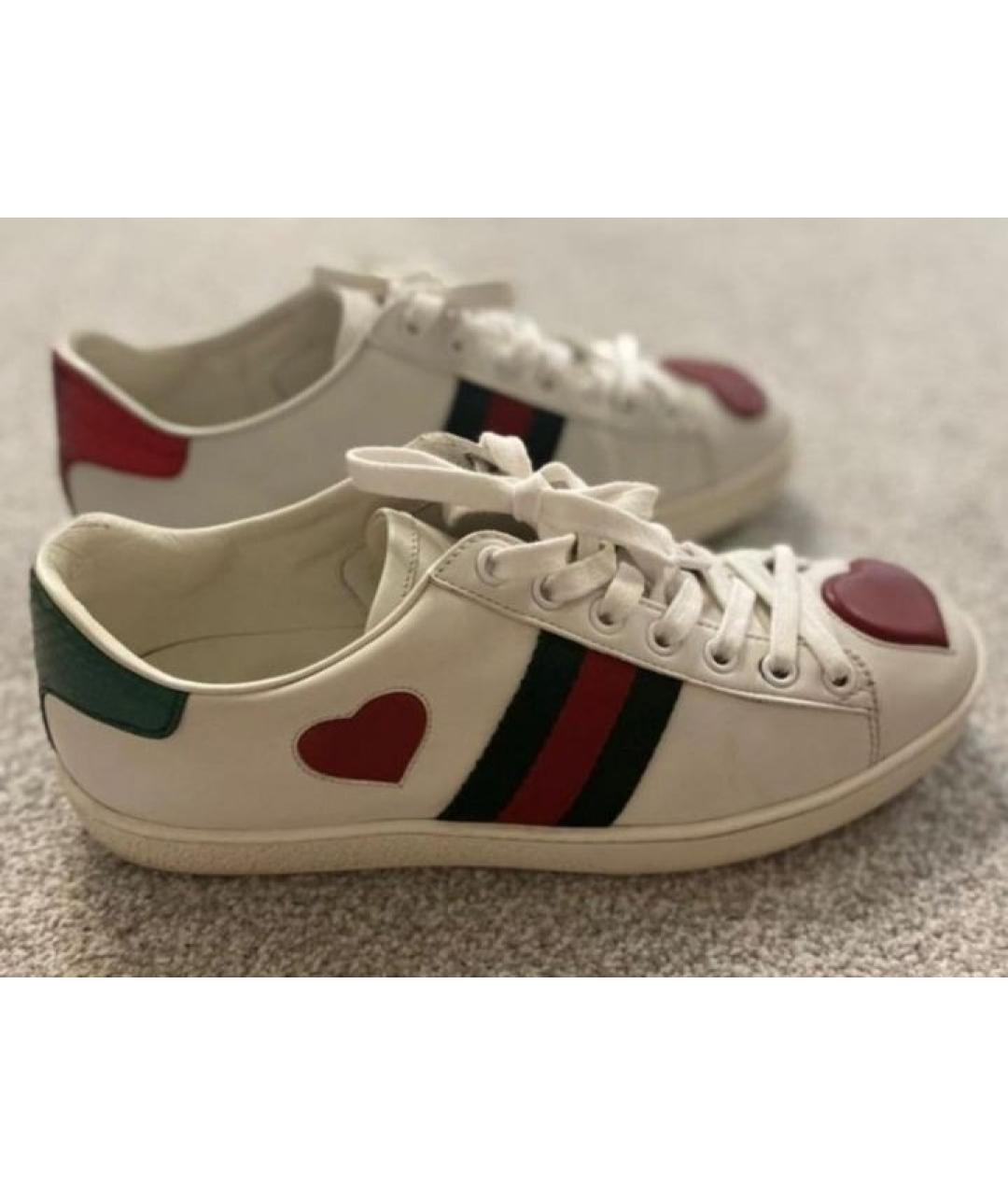 GUCCI Белые кожаные кеды, фото 7
