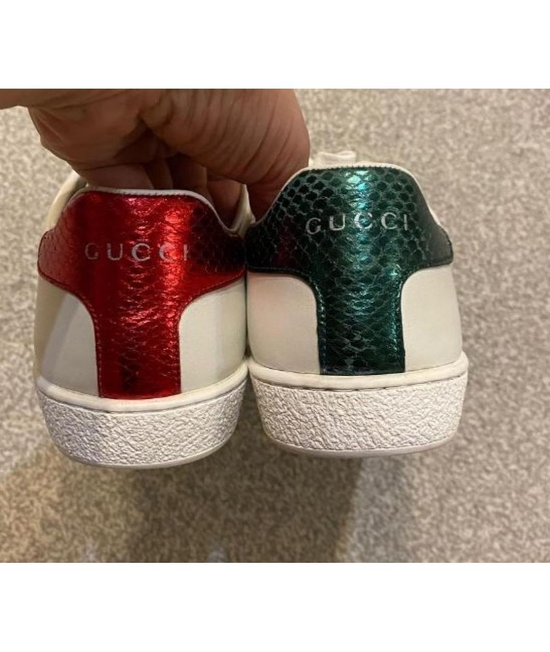 GUCCI Белые кожаные кеды, фото 6