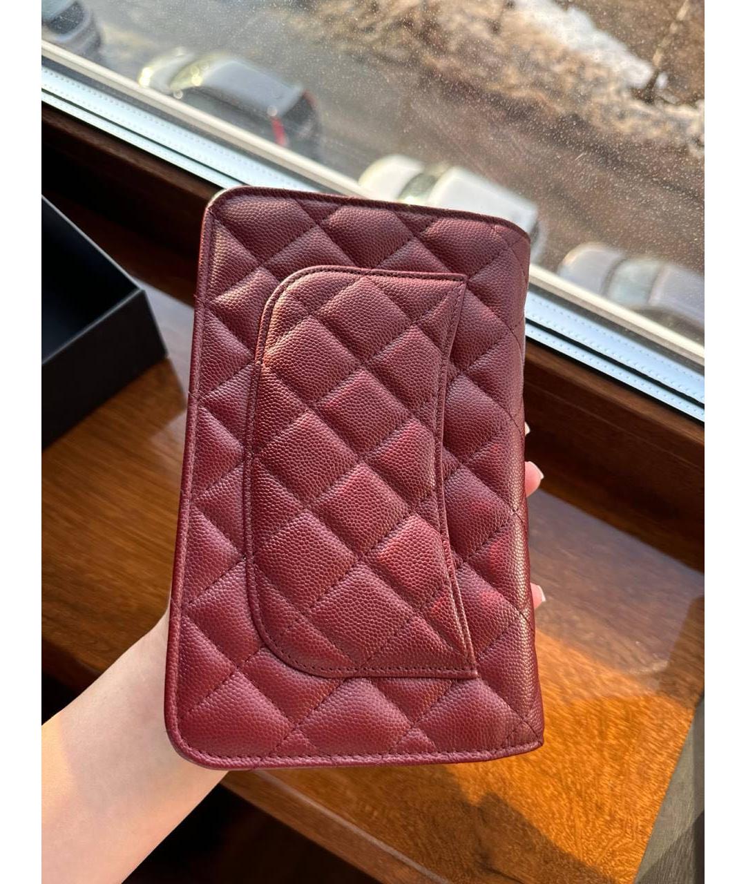 CHANEL Бордовая кожаная сумка через плечо, фото 3