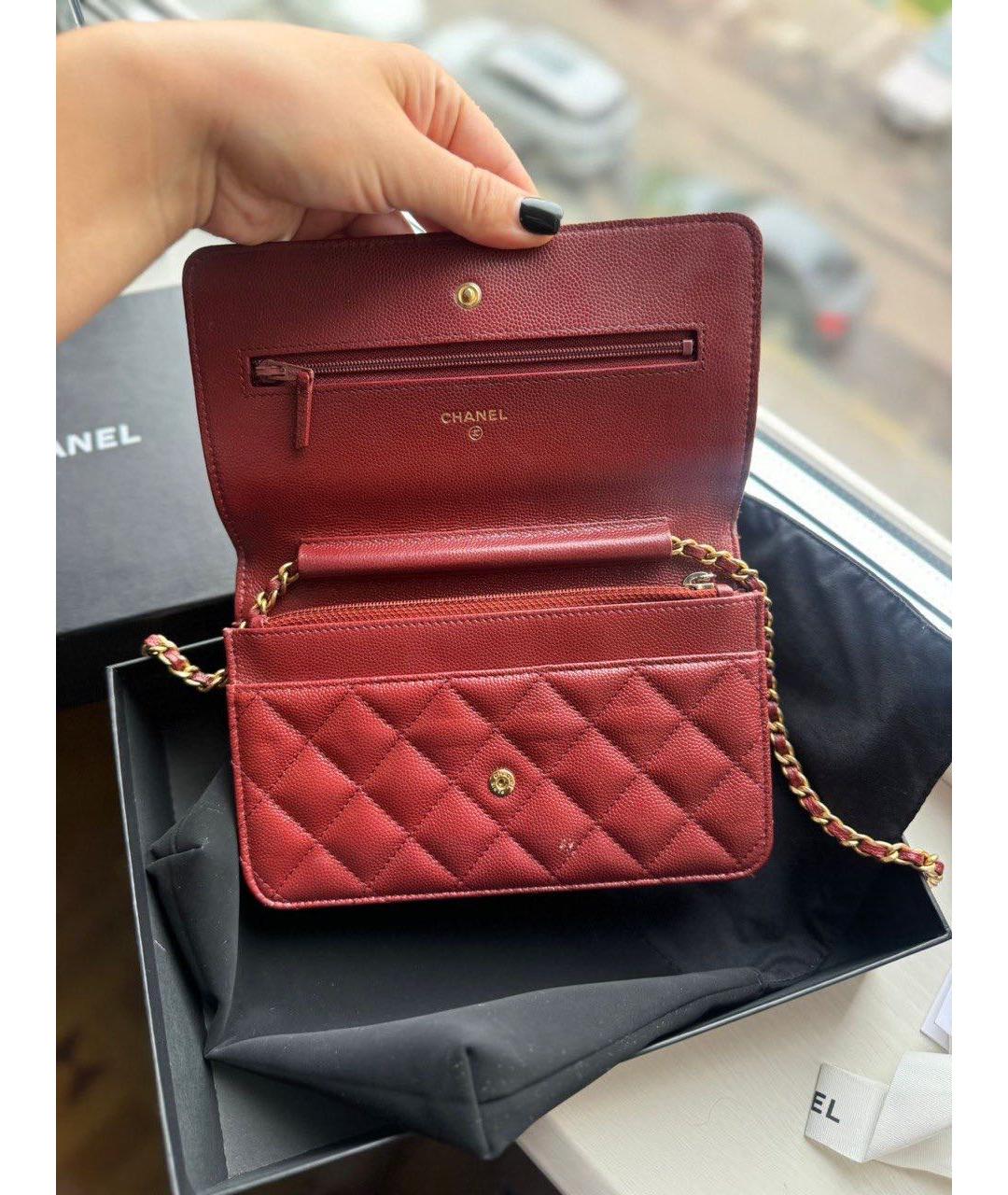CHANEL Бордовая кожаная сумка через плечо, фото 5