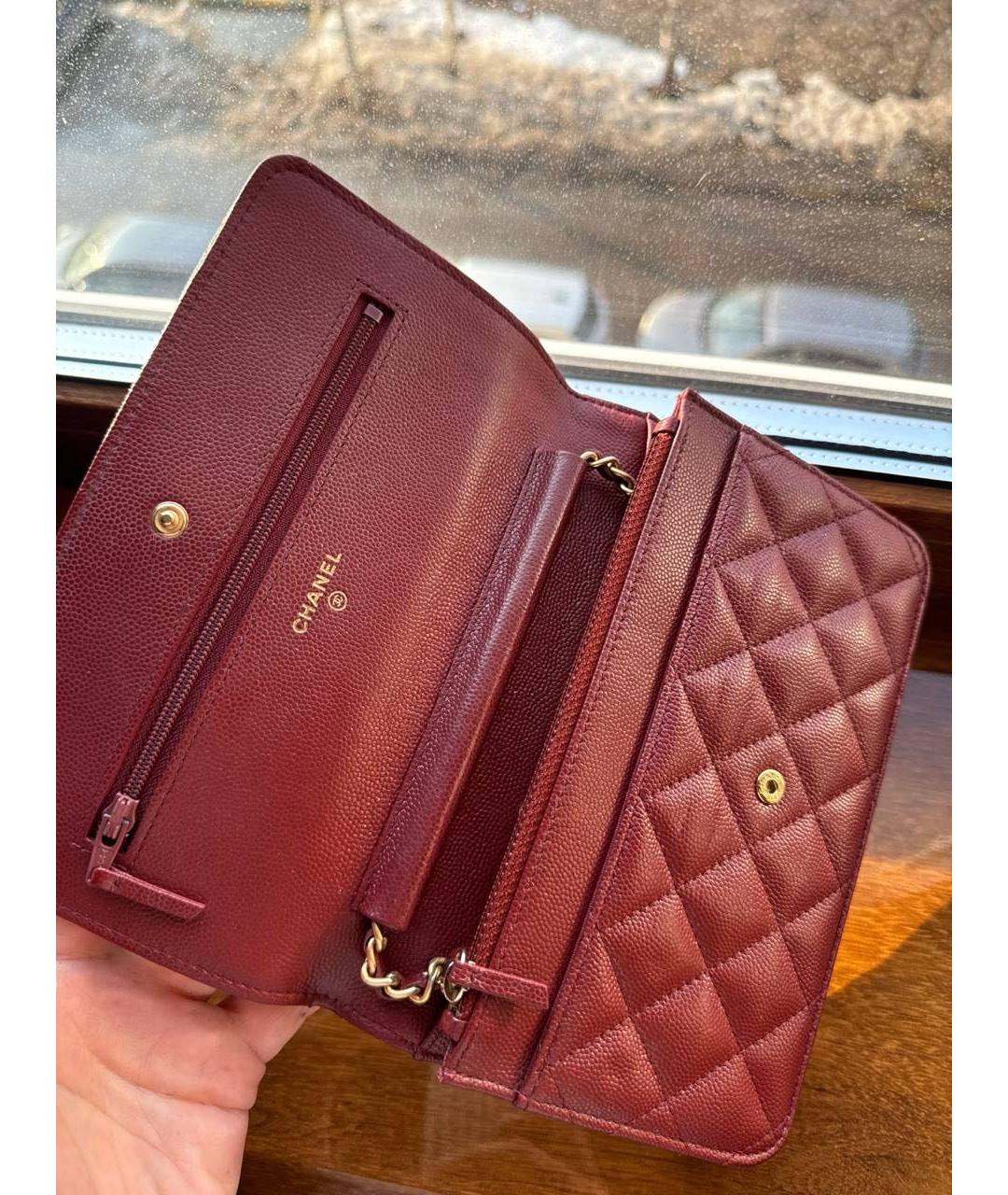 CHANEL Бордовая кожаная сумка через плечо, фото 6