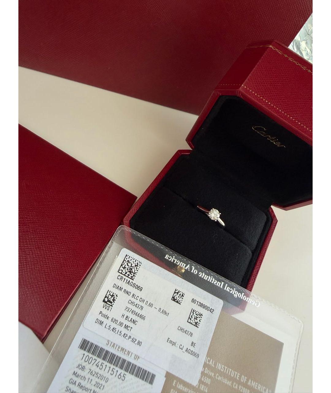 CARTIER Белое платиновое кольцо, фото 4