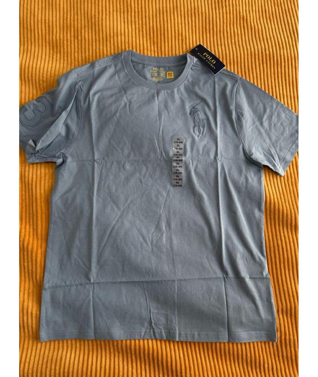 POLO RALPH LAUREN Синяя хлопковая детская футболка, фото 3
