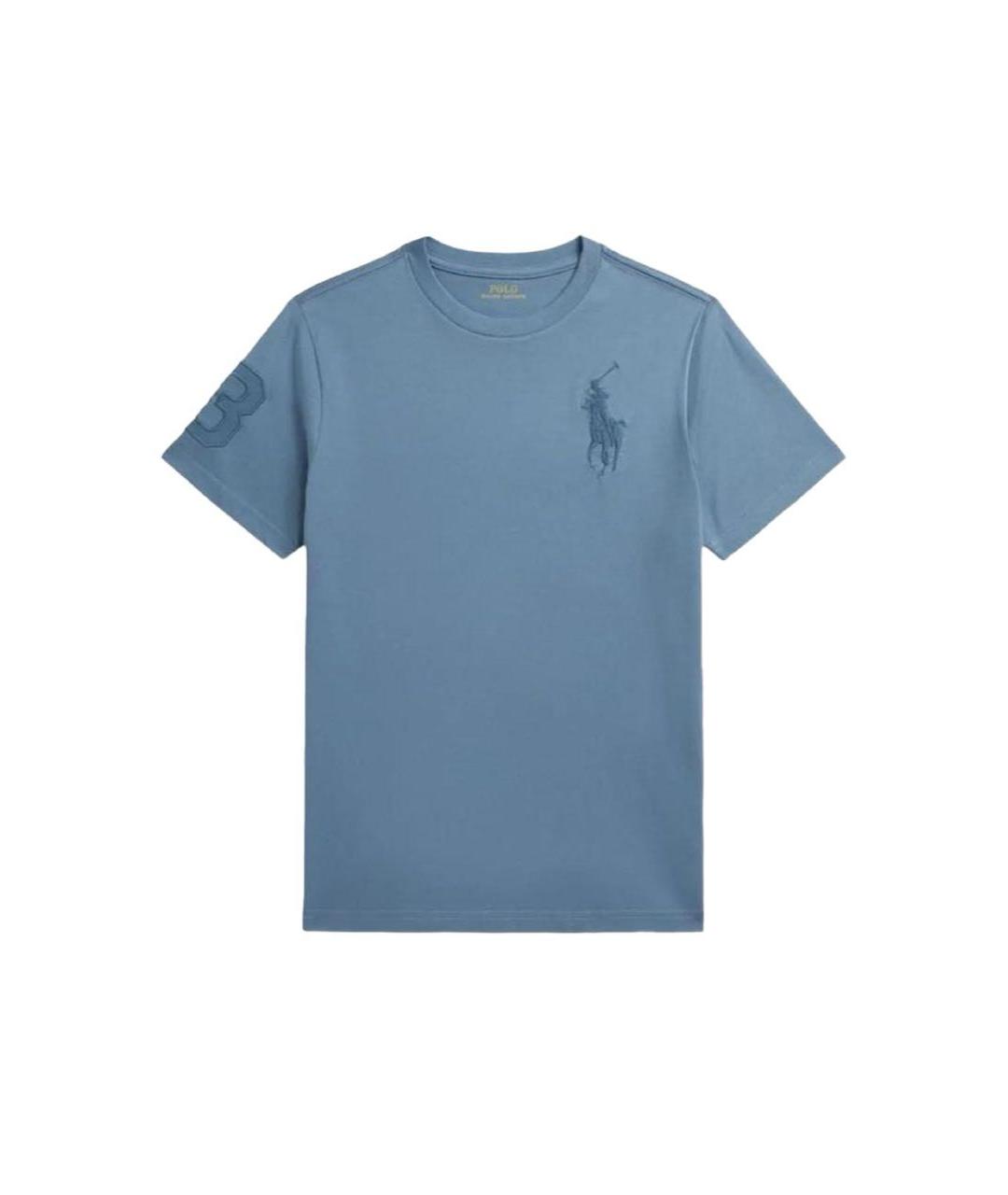 POLO RALPH LAUREN Синяя хлопковая детская футболка, фото 5