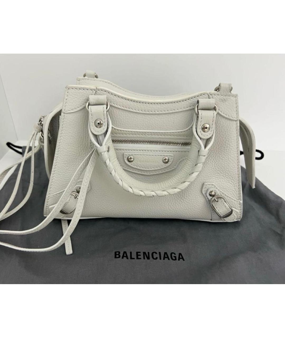 BALENCIAGA Белая кожаная сумка через плечо, фото 6