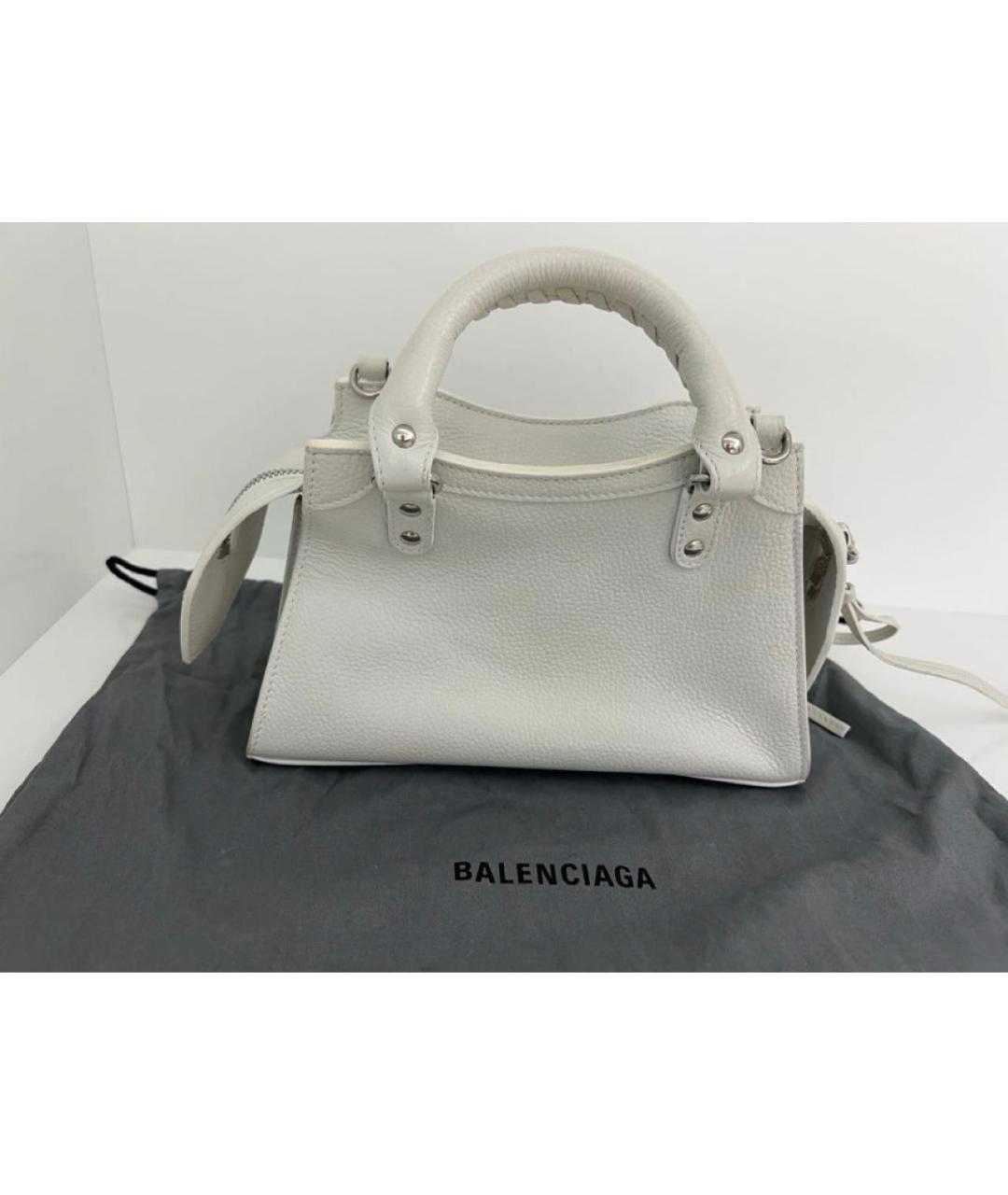 BALENCIAGA Белая кожаная сумка через плечо, фото 3