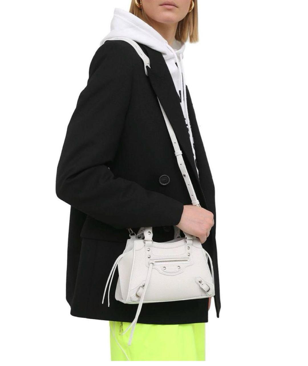 BALENCIAGA Белая кожаная сумка через плечо, фото 5