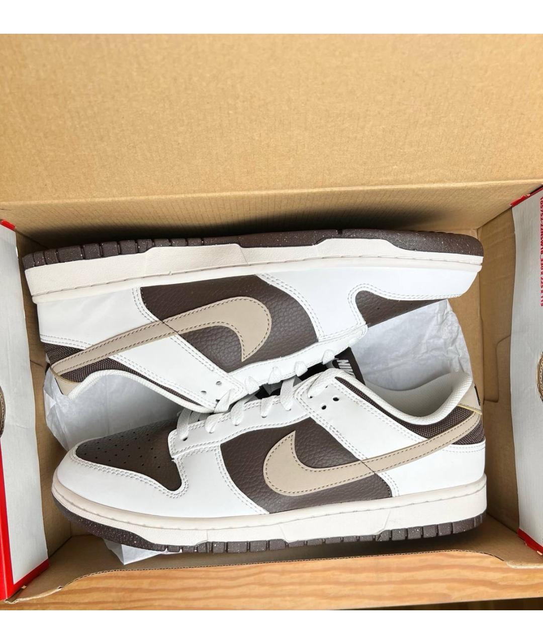 NIKE Коричневые кожаные низкие кроссовки / кеды, фото 5