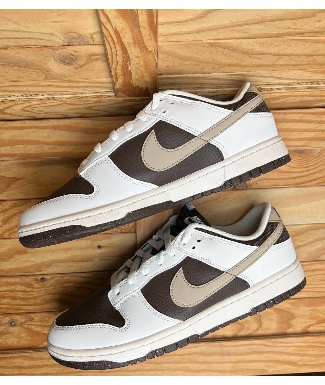 NIKE Коричневые кожаные низкие кроссовки / кеды, фото 3