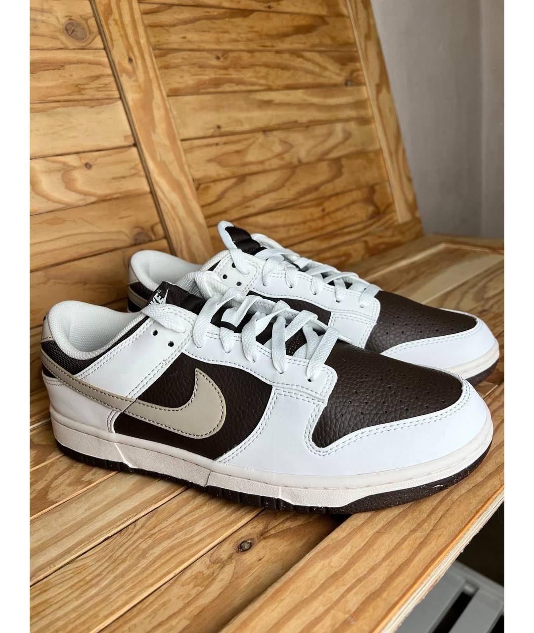 NIKE Коричневые кожаные низкие кроссовки / кеды, фото 2