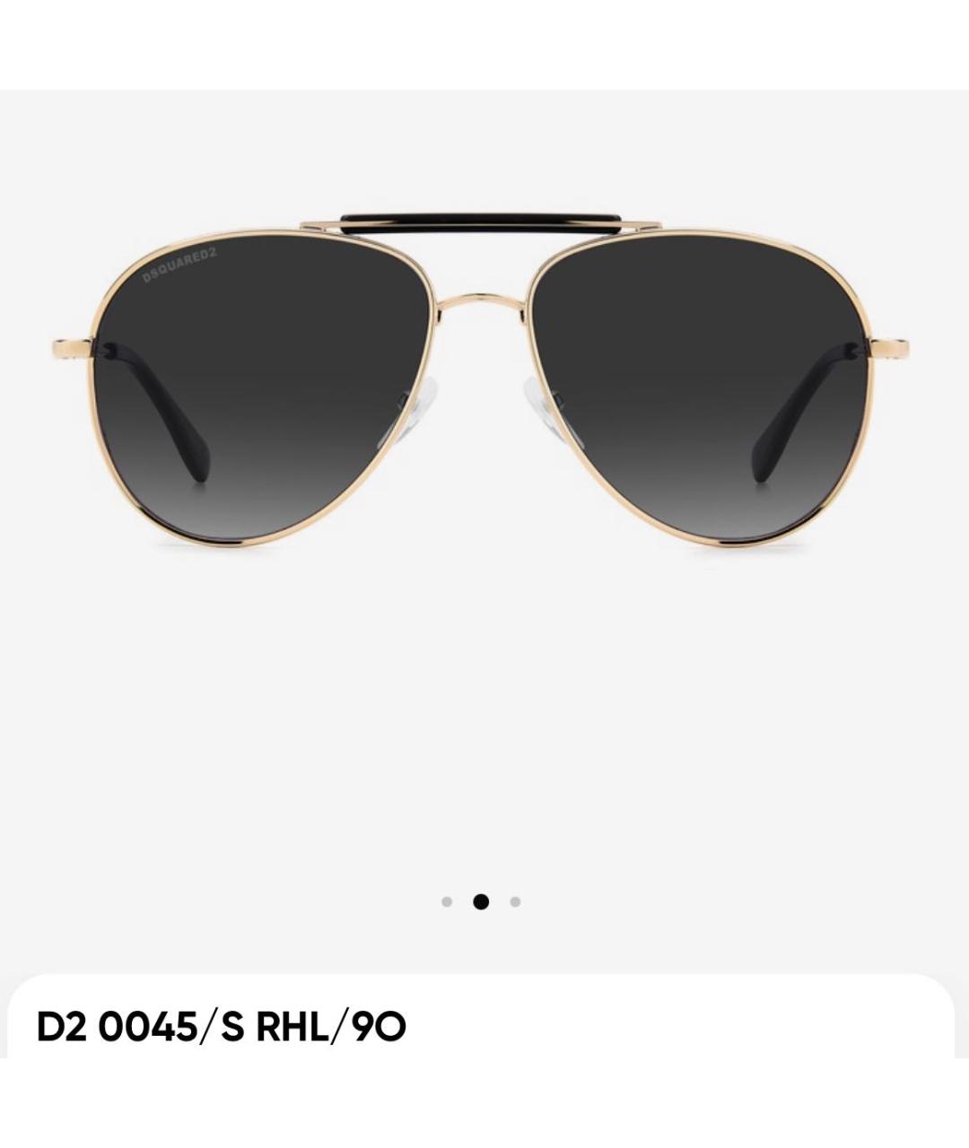 DSQUARED2 Золотые металлические солнцезащитные очки, фото 2