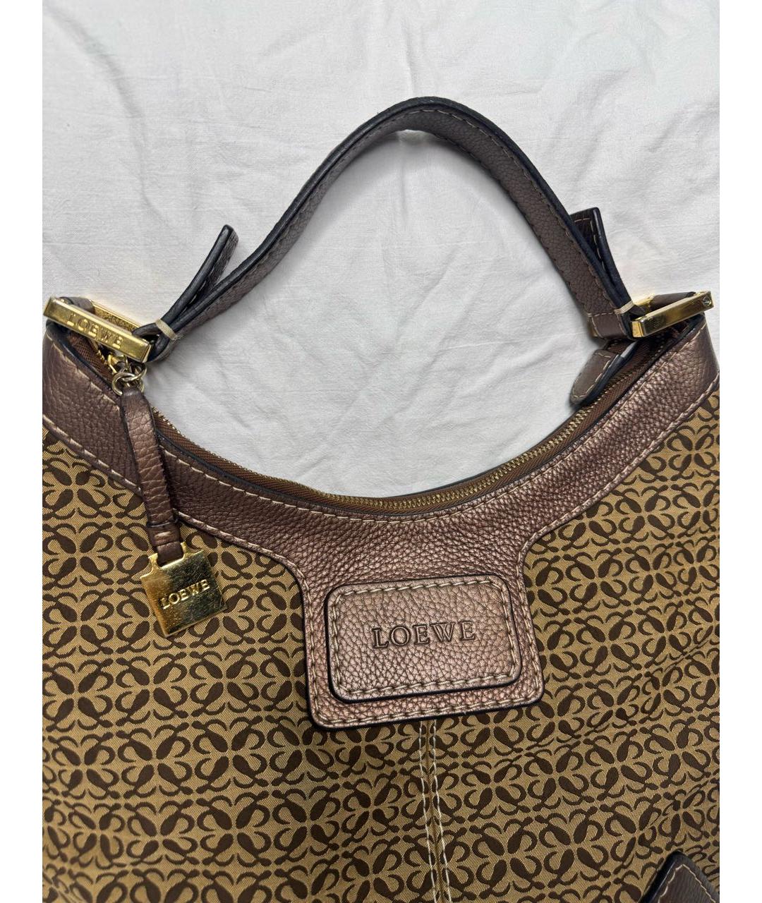 LOEWE Коричневая кожаная сумка с короткими ручками, фото 2