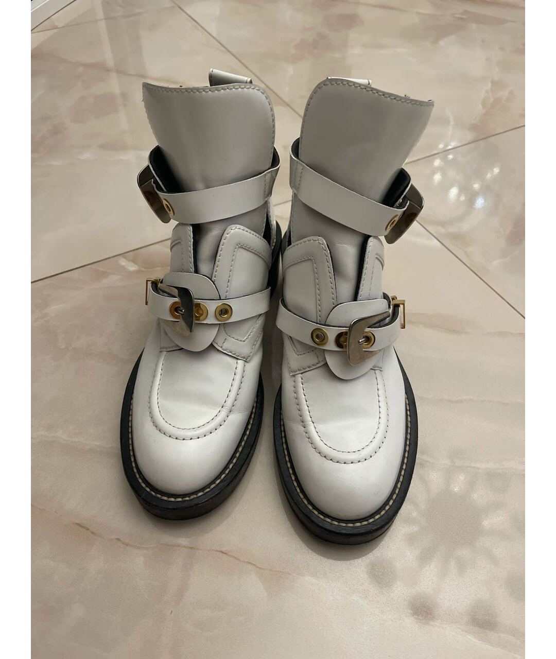 BALENCIAGA Белые кожаные ботинки, фото 2