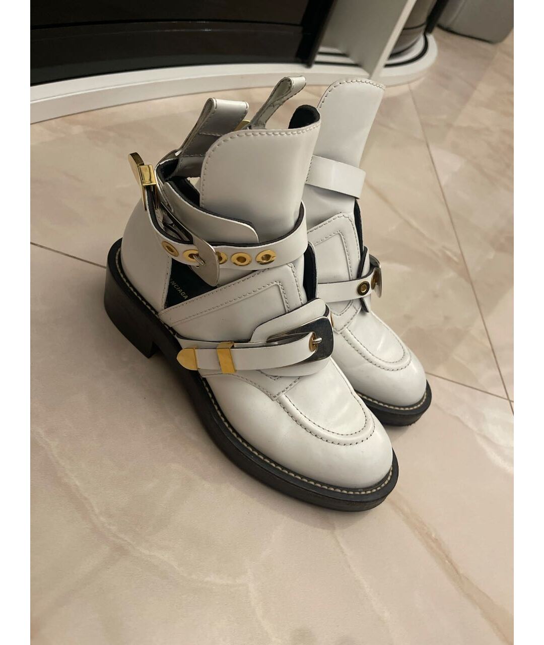 BALENCIAGA Белые кожаные ботинки, фото 7
