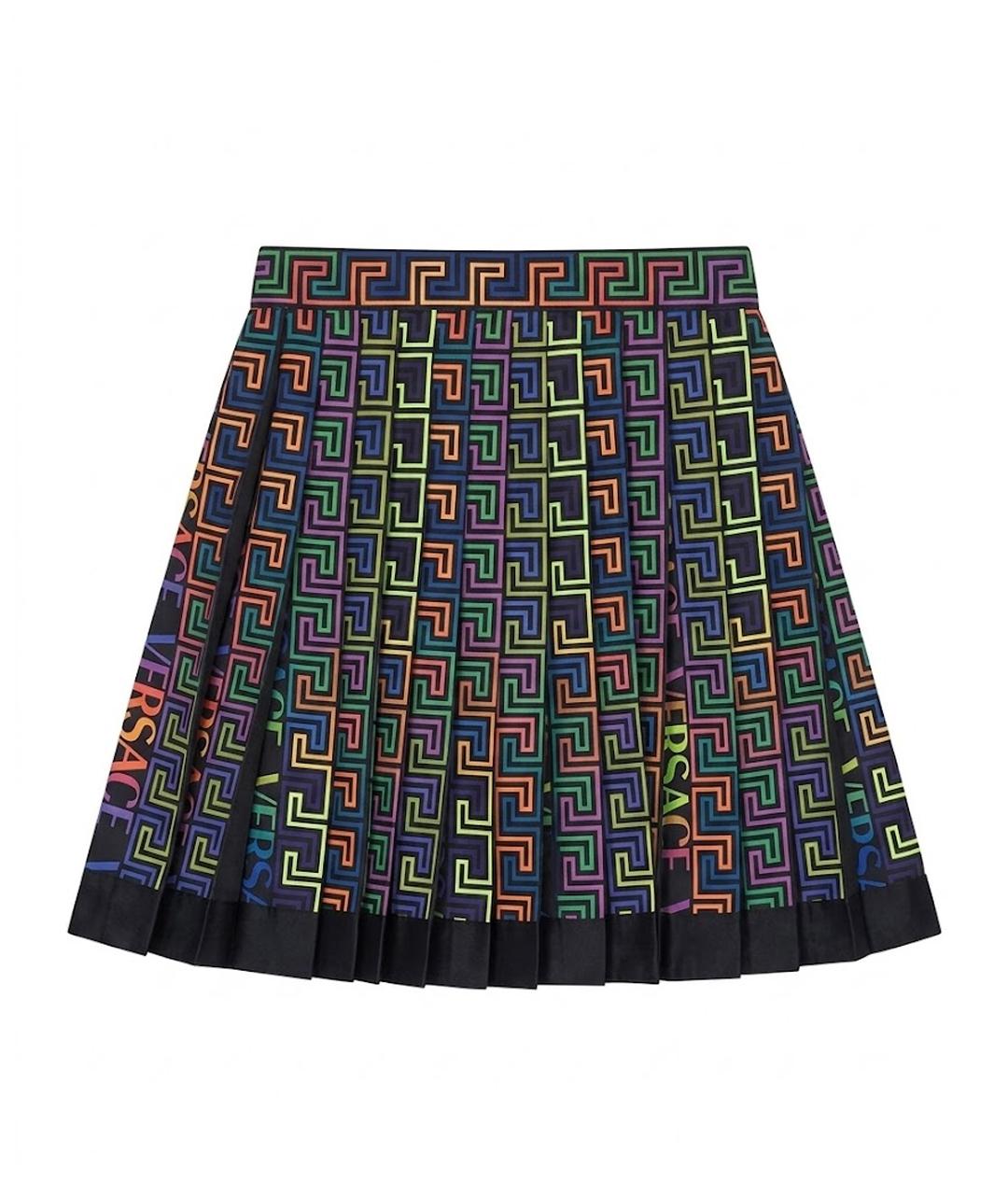 VERSACE Черная шелковая юбка мини, фото 1