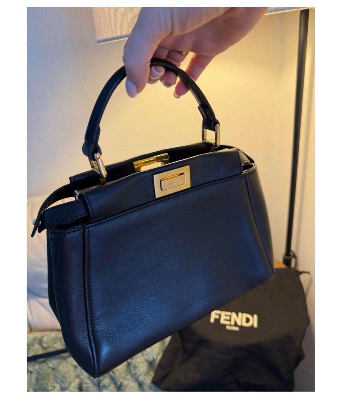 FENDI Черная кожаная сумка через плечо, фото 2