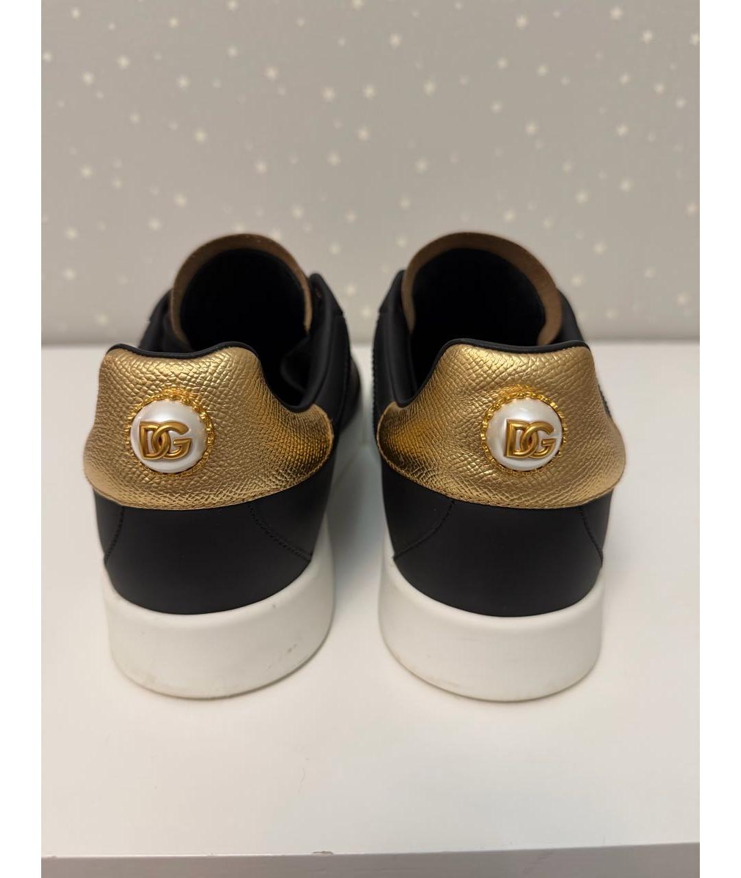 DOLCE&GABBANA Черные кожаные кеды, фото 4