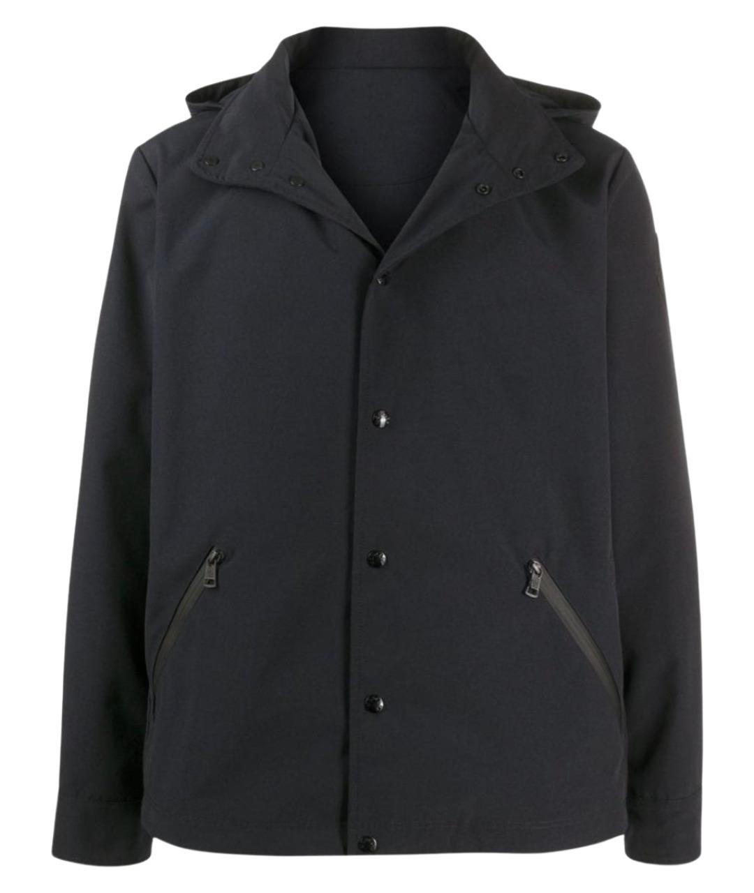 MONCLER Темно-синяя полиэстеровая куртка, фото 1