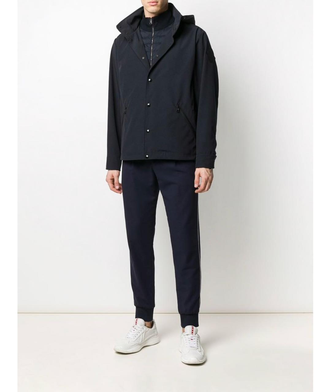 MONCLER Темно-синяя полиэстеровая куртка, фото 4