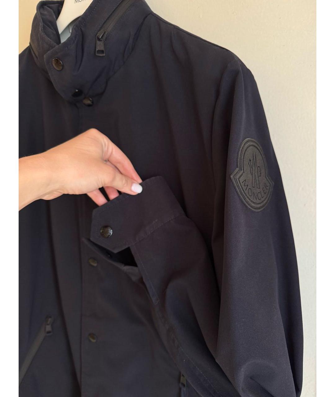 MONCLER Темно-синяя полиэстеровая куртка, фото 6