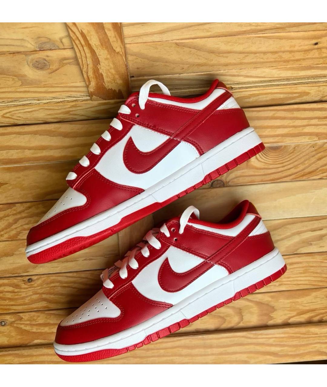 NIKE Красные кожаные низкие кроссовки / кеды, фото 3