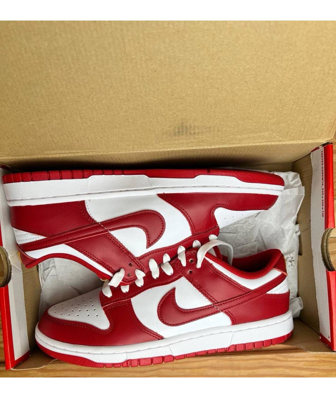 NIKE Красные кожаные низкие кроссовки / кеды, фото 5