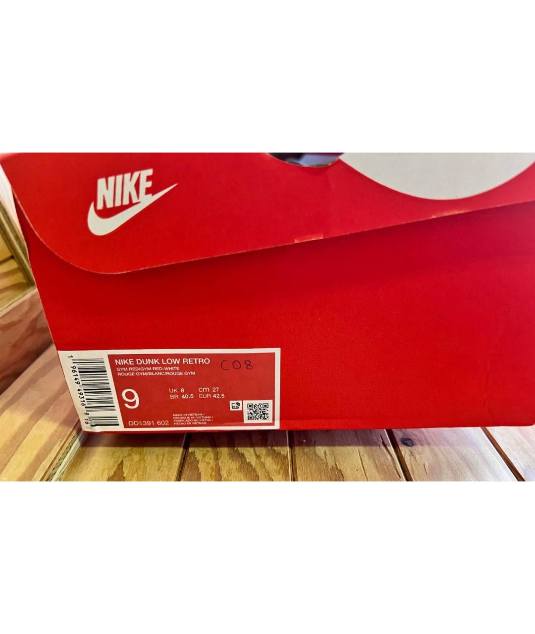 NIKE Красные кожаные низкие кроссовки / кеды, фото 6