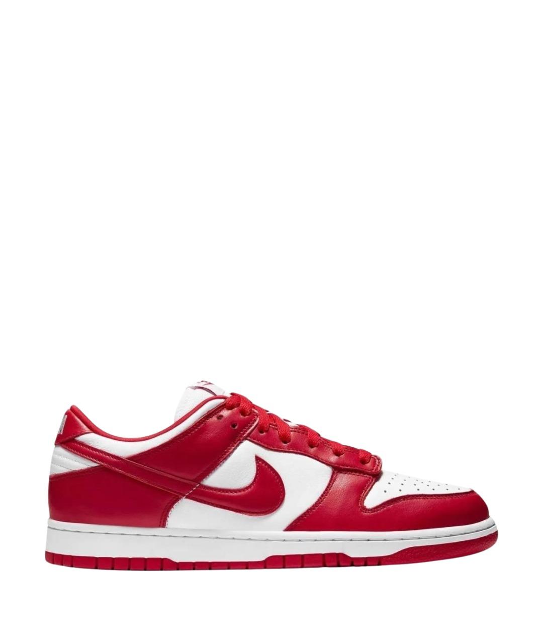 NIKE Красные кожаные низкие кроссовки / кеды, фото 1
