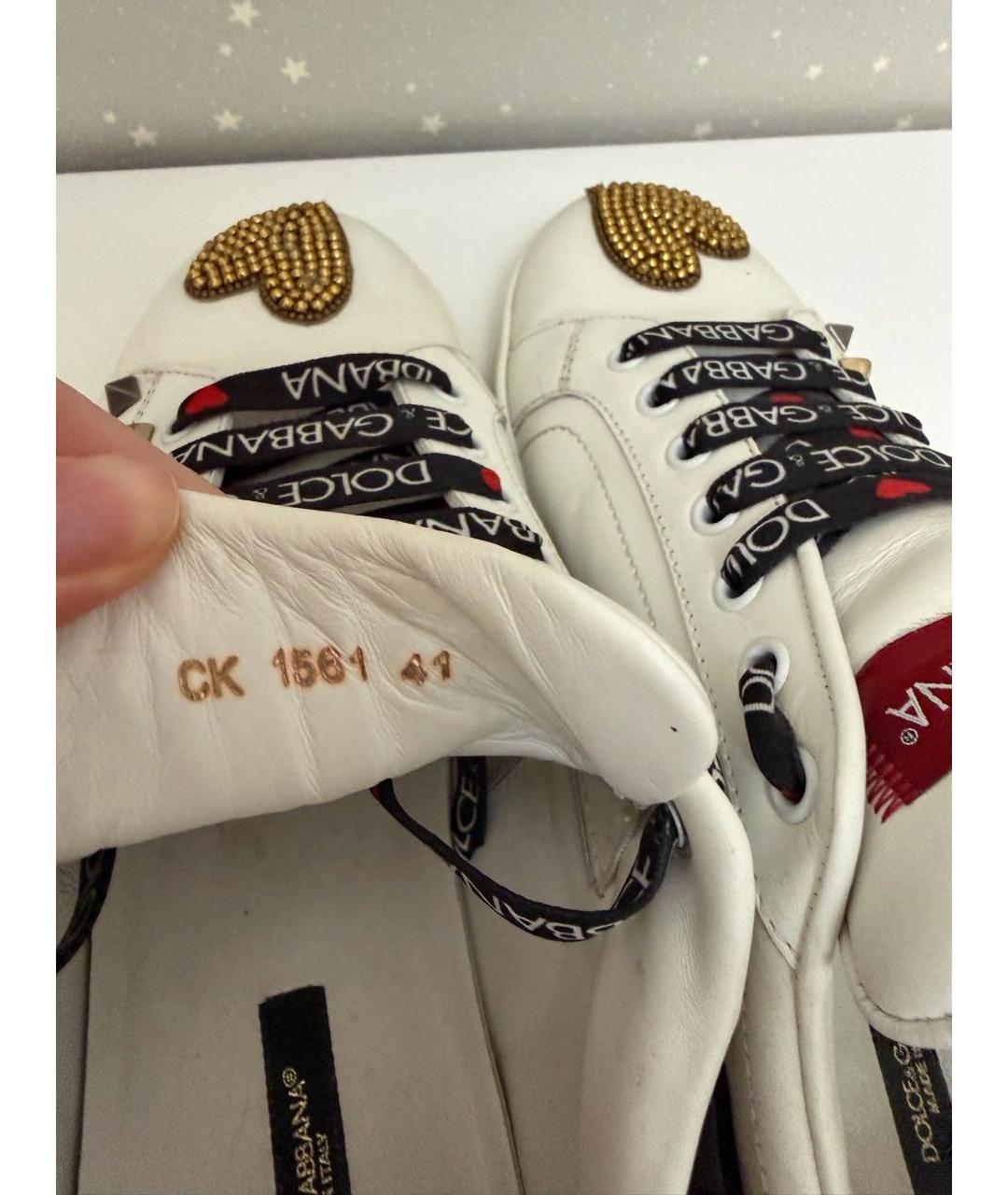 DOLCE&GABBANA Белые кожаные кеды, фото 5