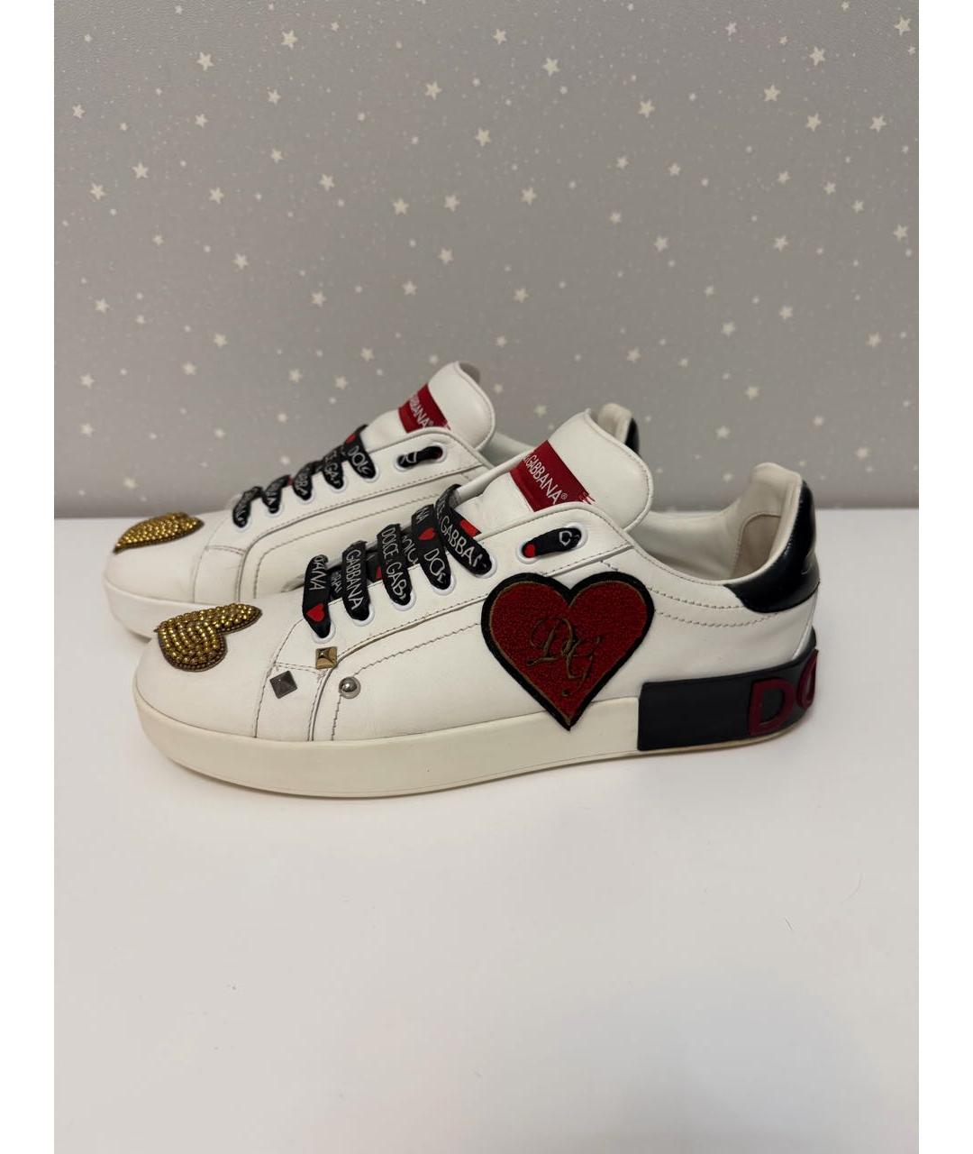 DOLCE&GABBANA Белые кожаные кеды, фото 7