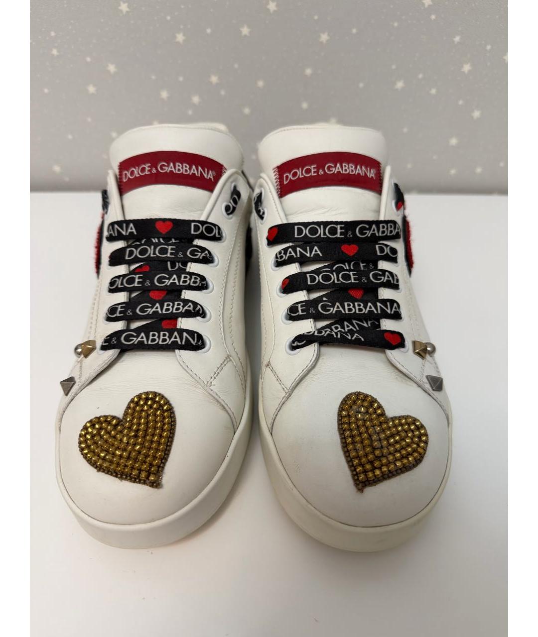 DOLCE&GABBANA Белые кожаные кеды, фото 2