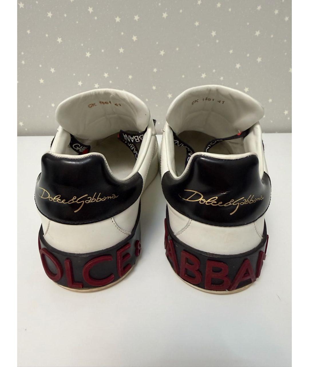 DOLCE&GABBANA Белые кожаные кеды, фото 4