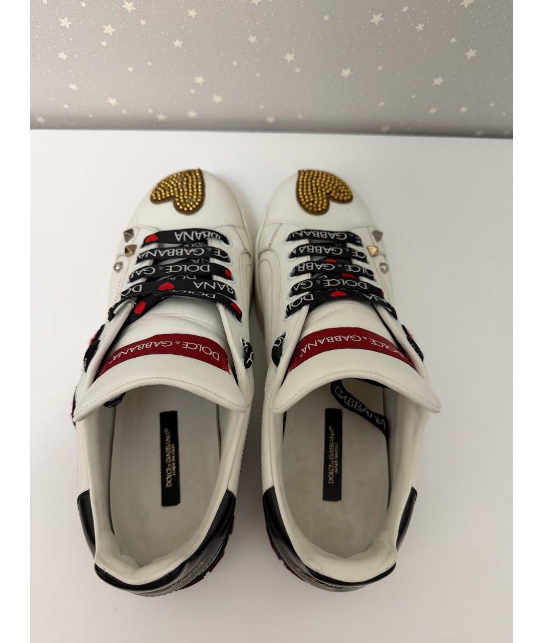 DOLCE&GABBANA Белые кожаные кеды, фото 3