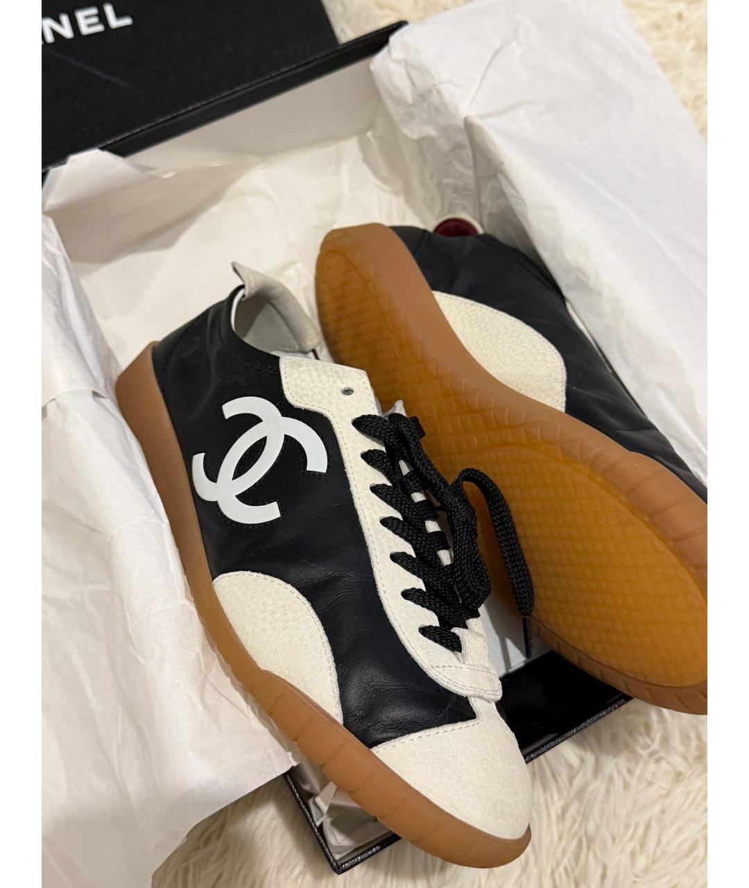 CHANEL Черные кожаные кеды, фото 5