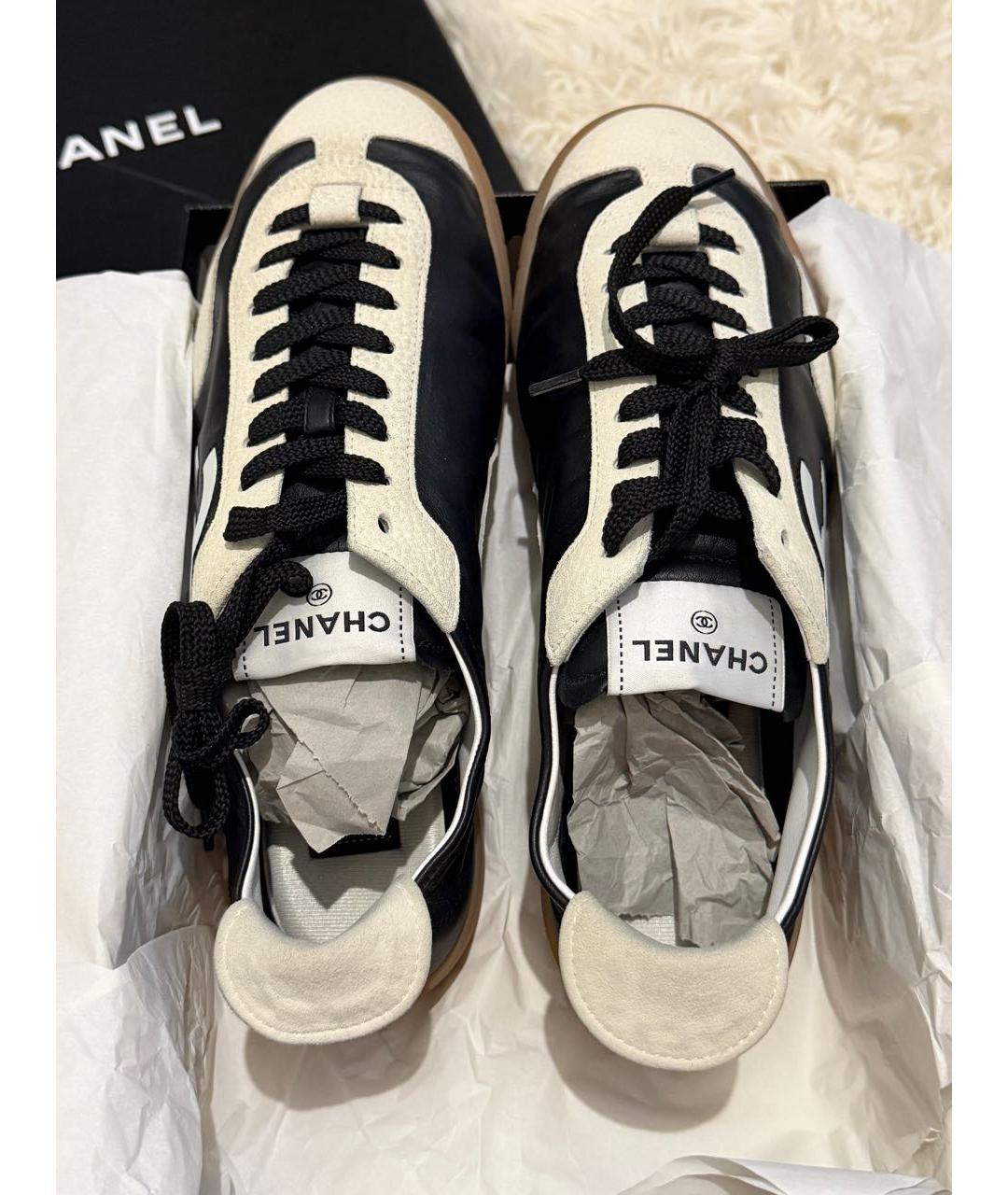 CHANEL Черные кожаные кеды, фото 3