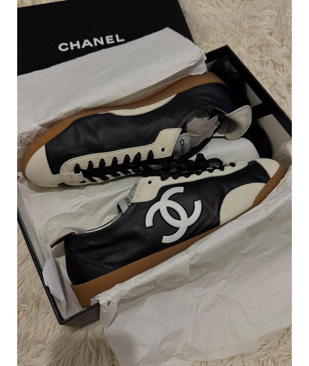 CHANEL Черные кожаные кеды, фото 9