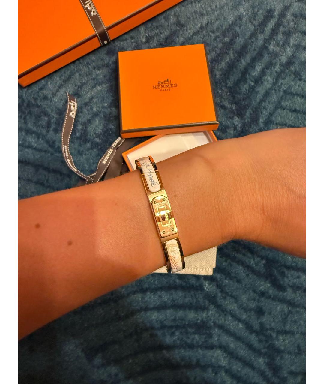 HERMES Белый металлический браслет, фото 4