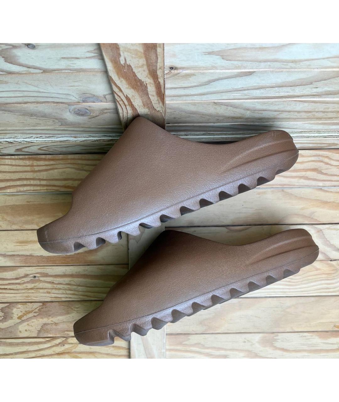 ADIDAS YEEZY Коричневые резиновые шлепанцы, фото 3