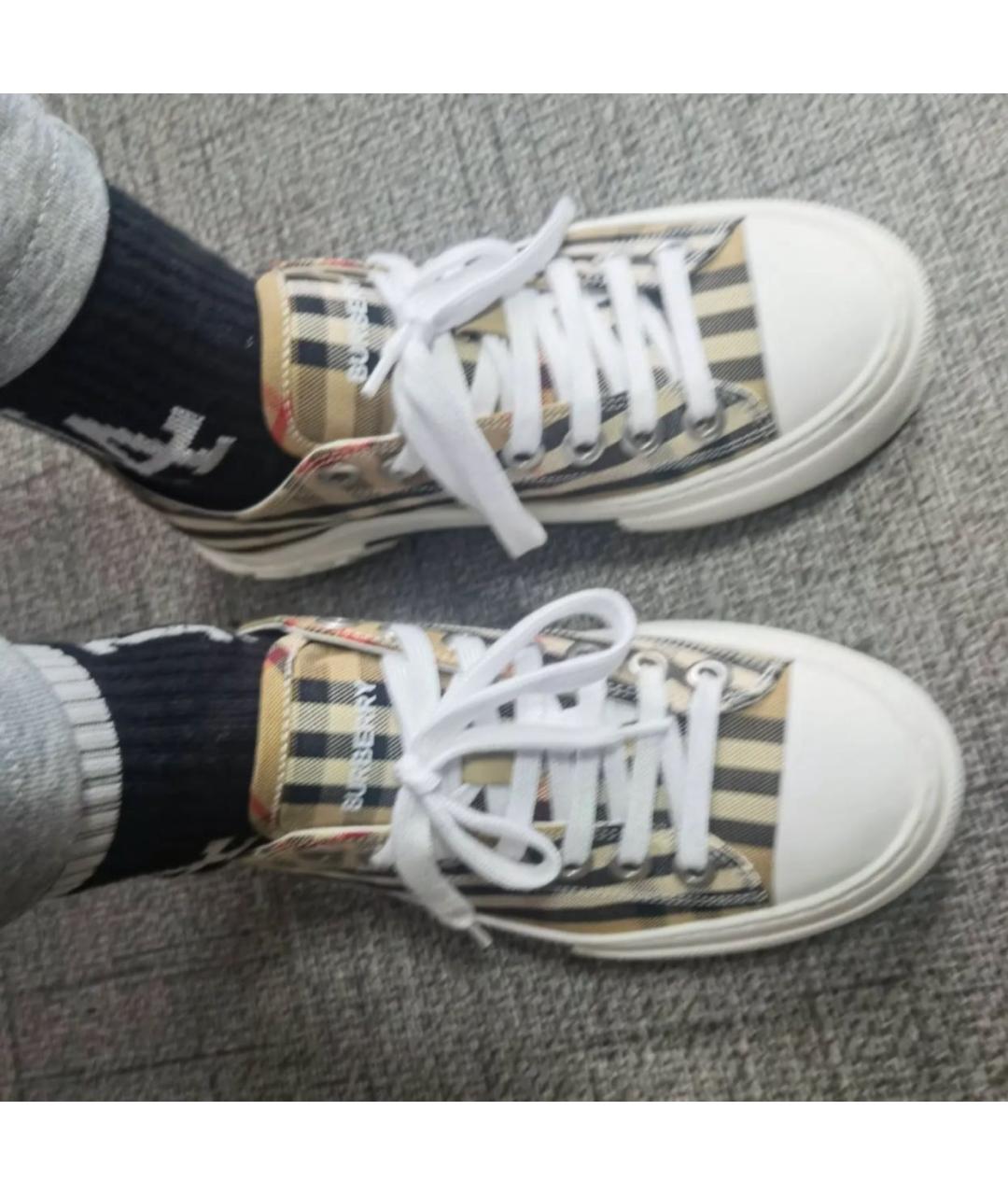 BURBERRY Бежевые кеды, фото 5