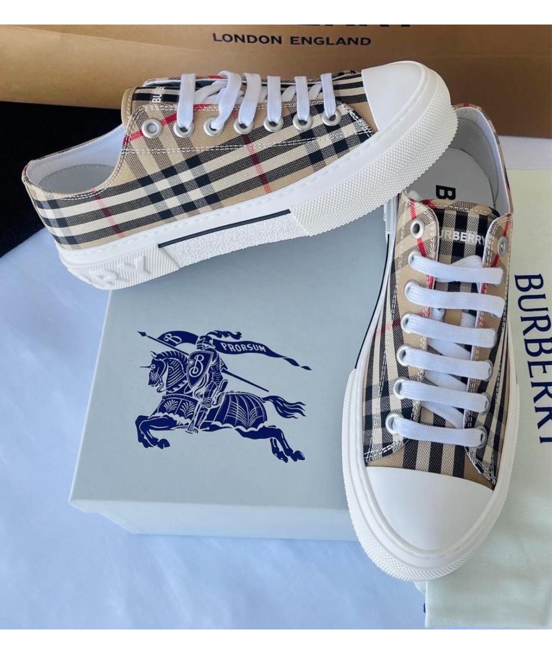 BURBERRY Бежевые кеды, фото 8